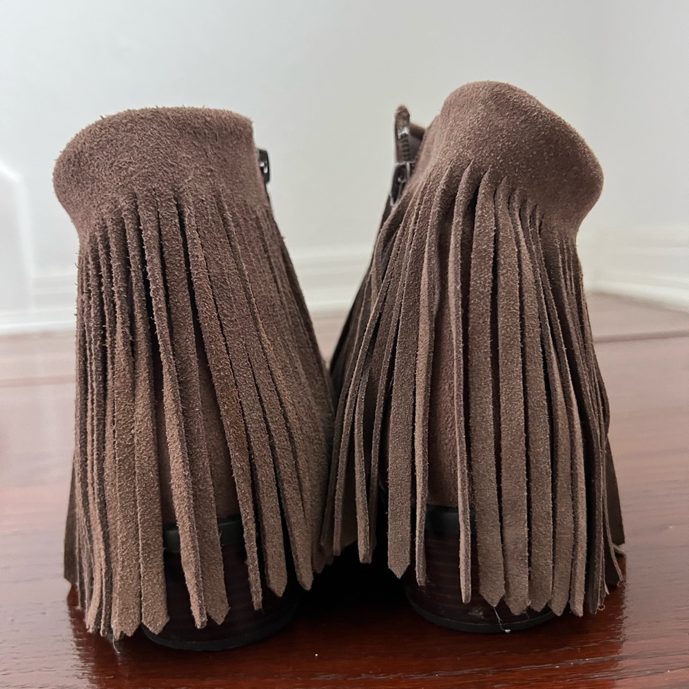 Steve Madden Suede Leather Fringe Patzee Ankle Boot | brown | 10M - Picture 6 of 13